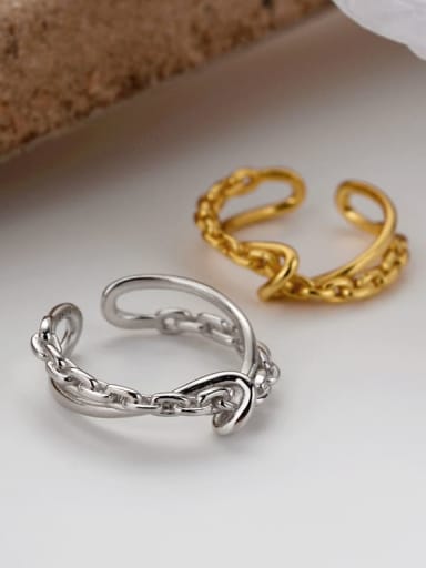 925 Sterling Silver Irregular Artisan Winding chain Band Ring