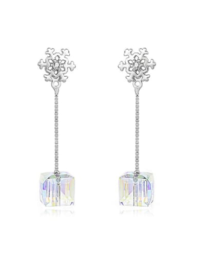 925 Sterling Silver Austrian Crystal Square Classic Drop Earring