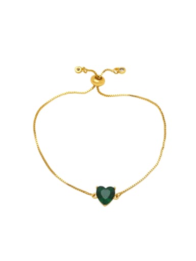 Brass Cubic Zirconia Heart Minimalist Adjustable Bracelet