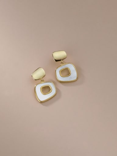 gold 925 Sterling Silver Shell Geometric Minimalist Drop Earring