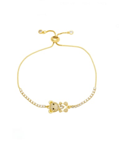 white Brass Glass Stone Bear Heart Cute Adjustable Bracelet