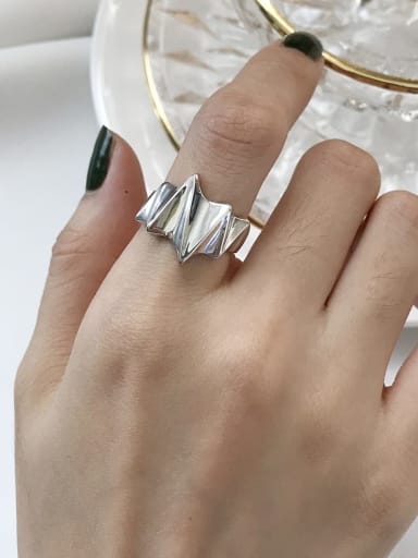 S925 Sterling Silver lightning wide smooth simple Free Size Rings