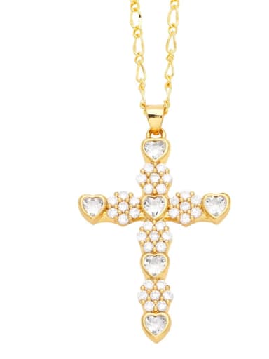 Brass Cubic Zirconia Cross Trend Necklace