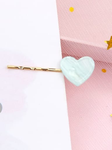 Love water blue Alloy Cellulose Acetate Minimalist Heart Hair Pin