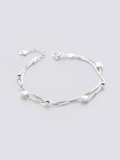 925 Sterling Silver Flower Minimalist Strand Bracelet
