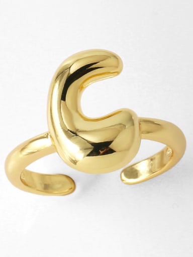 C Brass Letter Minimalist Band Ring