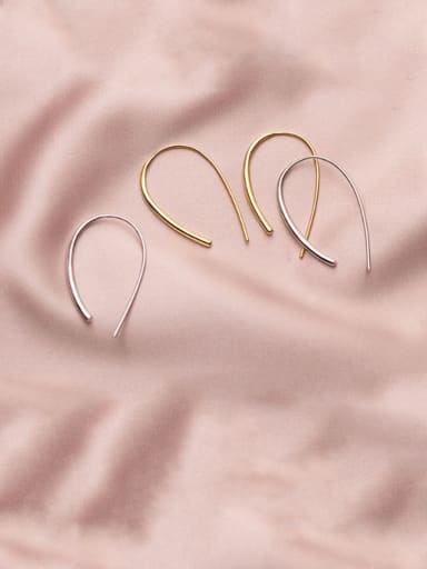 925 Sterling Silver Smooth Irregular Minimalist Hook Earring