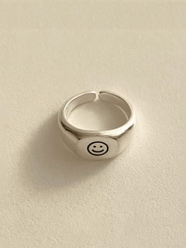 925 Sterling Silver Smiley Vintage Band Ring