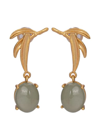 925 Sterling Silver Jade Geometric Vintage Drop Earring