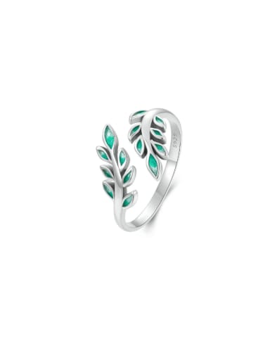 925 Sterling Silver Cubic Zirconia Leaf Trend Band Ring