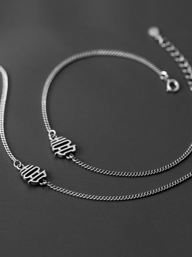 925 Sterling Silver Vintage simple fashion Text Element Link Bracelet