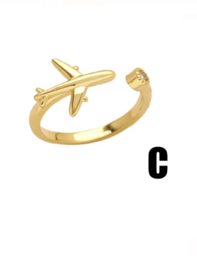 C Brass Cubic Zirconia Geometric Minimalist Band Ring