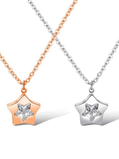 Titanium Rhinestone Star Minimalist Necklace