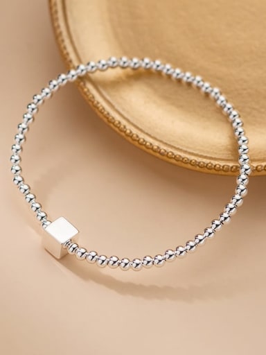 925 Sterling Silver  Smooth Bead Geometric Minimalist  Bracelet
