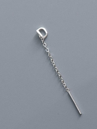 ES2180 [Single D Letter] 925 Sterling Silver Tassel Minimalist Threader Earring