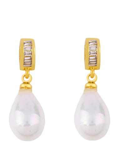 Brass Imitation Pearl Water Drop Vintage Drop Earring