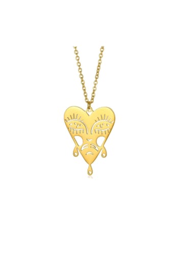 18K gold Titanium Steel Heart Hip Hop Necklace