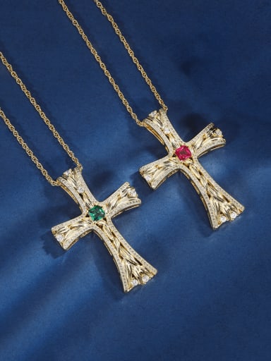 custom Brass Cubic Zirconia Cross Trend Regligious Necklace