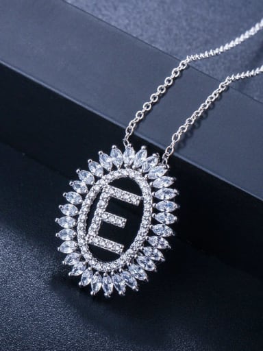 Letter E Brass Cubic Zirconia Geometric Luxury Letter pendant Necklace