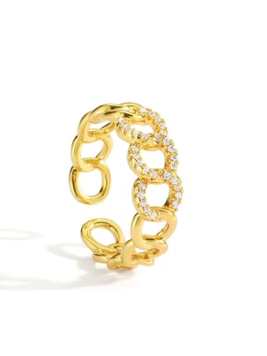 Brass Cubic Zirconia Geometric  Chain Minimalist Band Ring