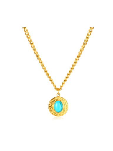 Stainless steel Turquoise Round Hip Hop Necklace