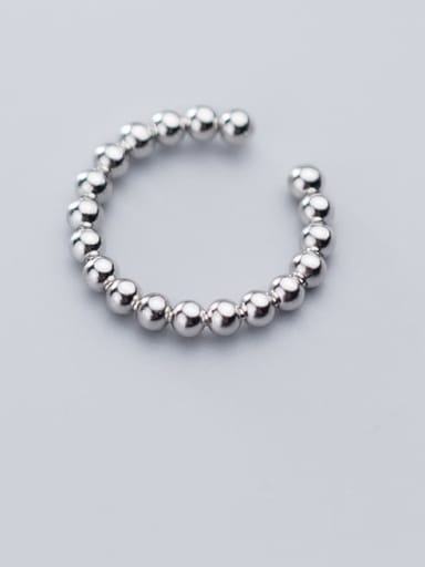 925 Sterling Silver Bead Round Minimalist Free Size Ring
