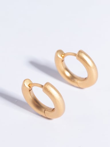 Gold plain ring matte face Earrings Brass Geometric Minimalist Huggie Earring