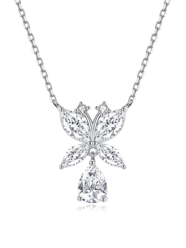 Brass Cubic Zirconia Butterfly Classic Necklace