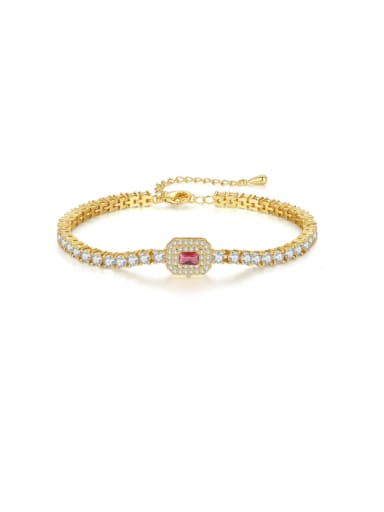 B23030419 Rd Brass Cubic Zirconia Geometric Luxury Link Bracelet