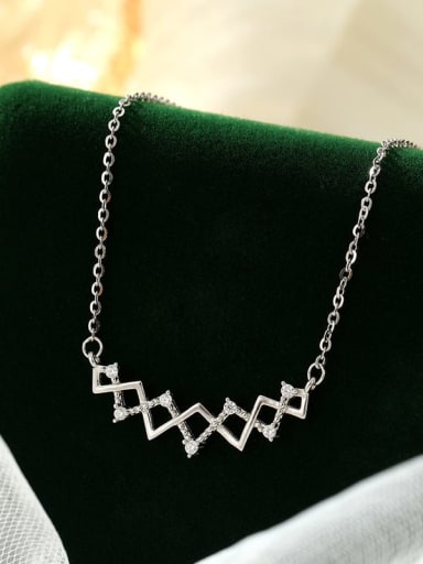 NS1034 Platinum 925 Sterling Silver Weave Minimalist Necklace