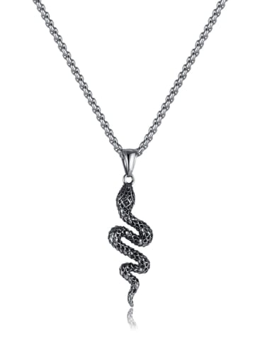 GX2344 steel color single pendant Stainless steel Snake Hip Hop Necklace