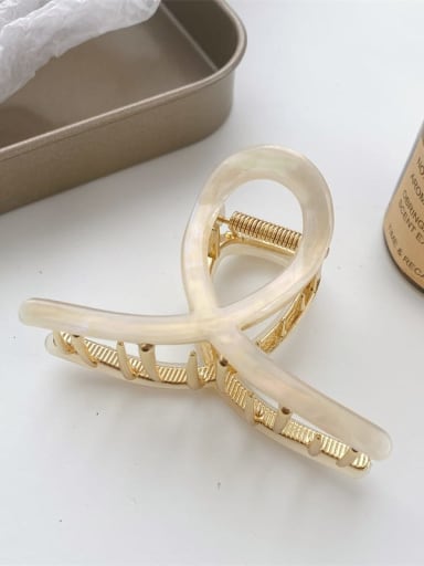 Beige 8cm Cellulose Acetate Trend Geometric Alloy Multi Color Jaw Hair Claw