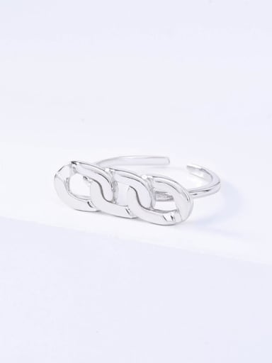 Platinum 925 Sterling Silver Geometric Chain Vintage Band Ring