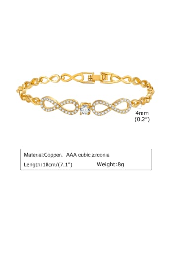 PBR088 Brass Rhinestone Geometric Minimalist Link Bracelet