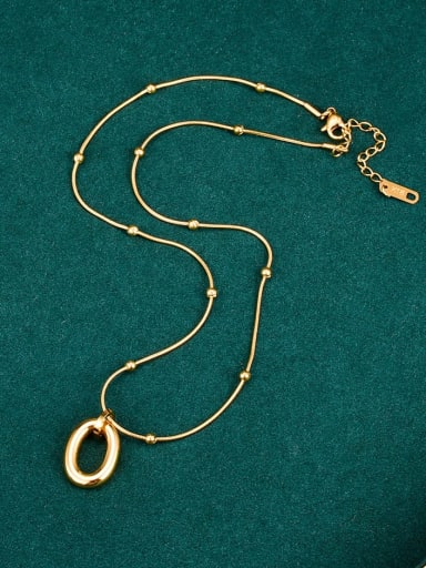 Titanium Steel Hollow Oval Minimalist Necklace