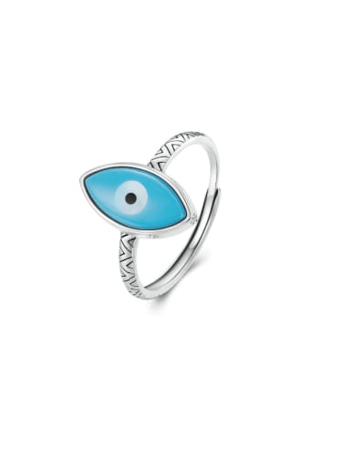 925 Sterling Silver Enamel Evil Eye Minimalist Band Ring