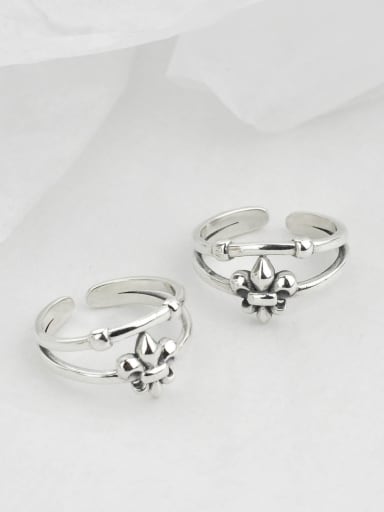 Vintage Sterling Silver With Platinum Plated Simplistic Cross Free Size Rings