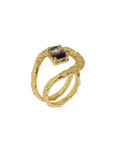 18K gold [No. 14 adjustable] 925 Sterling Silver Cubic Zirconia Irregular Vintage Band Ring