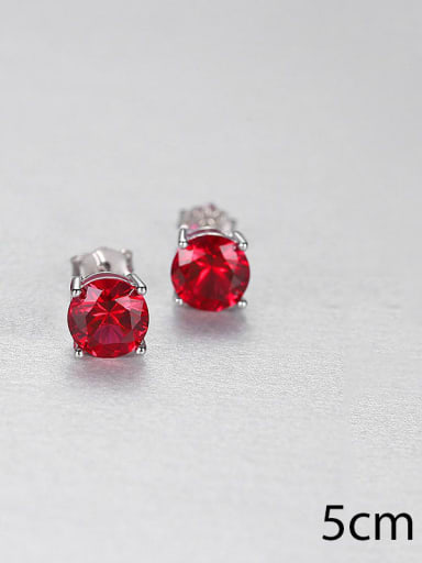 Red 0.5 23j01 925 Sterling Silver Cloisonne Geometric Minimalist Stud Earring
