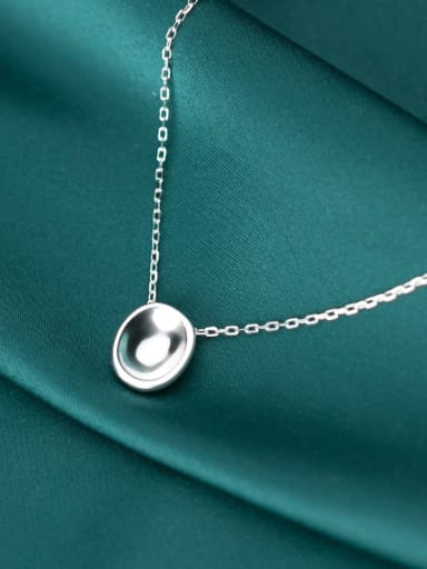925 sterling silver simple smooth round Pendant Necklace
