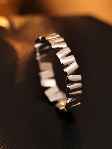 RS1070  Platinum 925 Sterling Silver Geometric Minimalist Band Ring