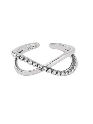 925 Sterling Silver Bead Cross Geometry Retro Band Ring