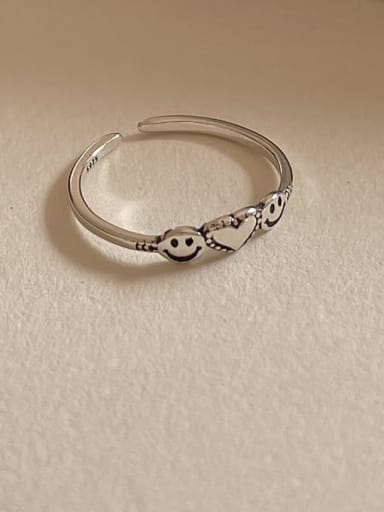Love smile ring 1594 0.9g 925 Sterling Silver Geometric Vintage Band Ring