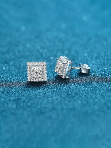50 Points+ 50 Points Mosonite 925 Sterling Silver Moissanite Square Dainty Cluster Earring