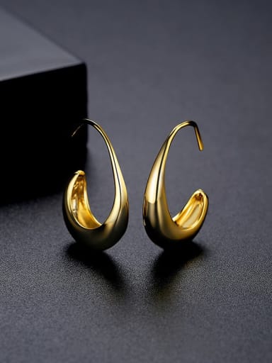 E21051507 18K Brass Geometric Minimalist Hook Earring