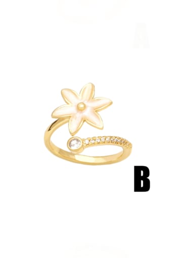 Brass Cubic Zirconia Flower Hip Hop Band Ring