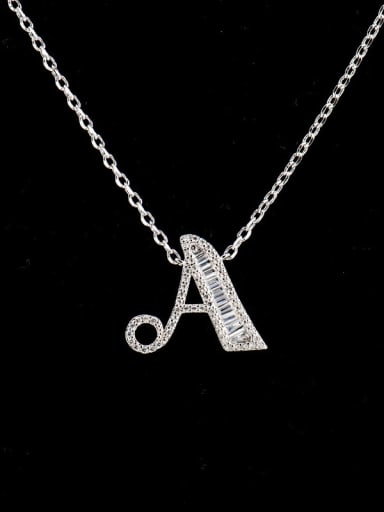 925 Sterling Silver Cubic Zirconia Letter Dainty Necklace