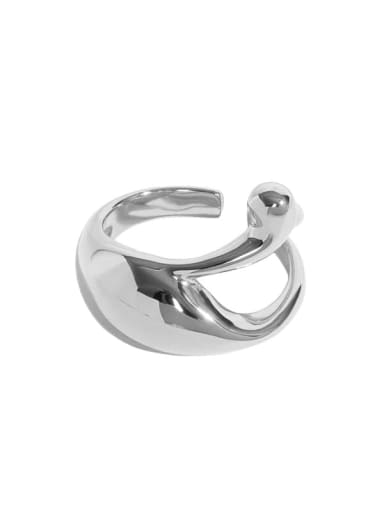Platinum [14 adjustable] 925 Sterling Silver Smooth Hollow Water Drop Vintage Band Ring