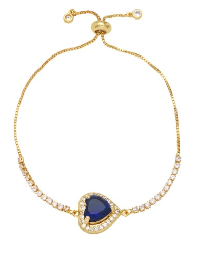 blue Brass Cubic Zirconia Heart Vintage Bracelet