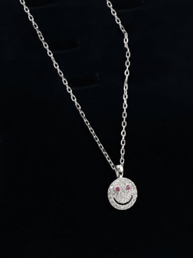 925 Sterling Silver Cubic Zirconia Smiley Dainty Necklace
